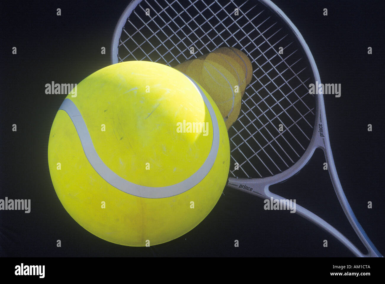 Still life of Tennis ball and racket Stock Photo