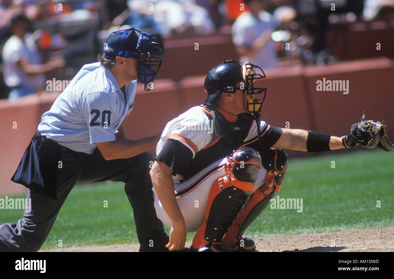 Major league catcher and umpire behind home plate Stock Photo 8638300