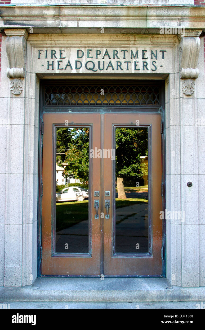 Front Door of Fire Department Headquarters Newton MA Stock Photo Alamy