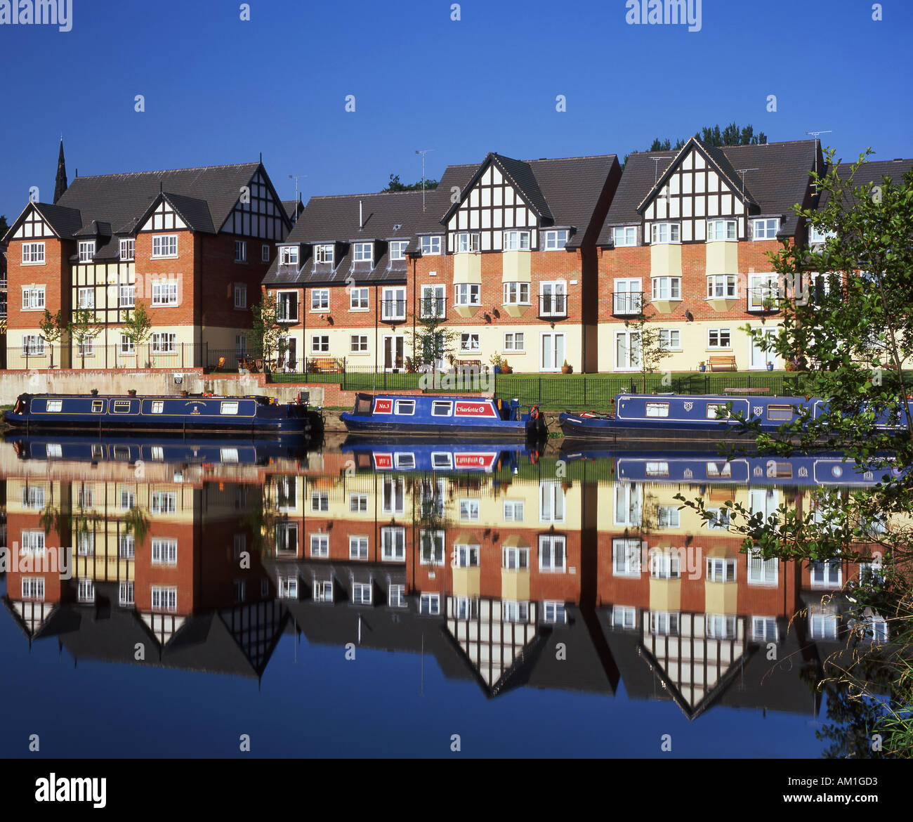 Waterside Apartments and The River Weaver Northwich Cheshire England UK