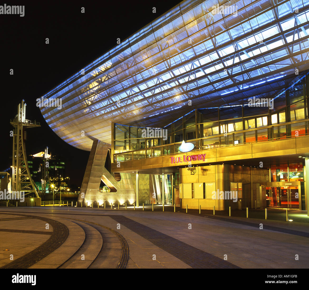 The Lowry Centre at Night Salford Quays Manchester England UK Stock Photo