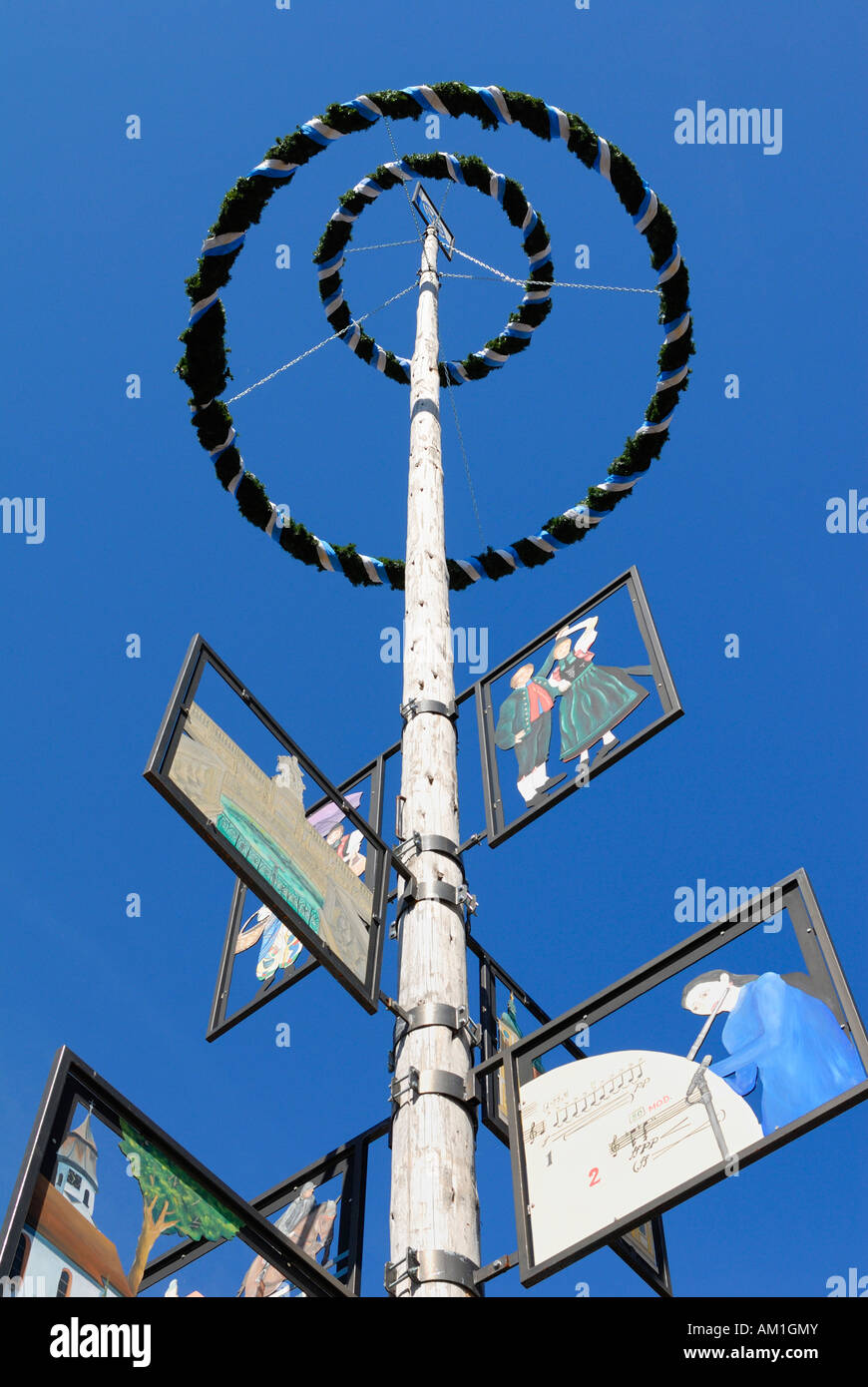 Donaueschingen - a traditional maypole - Baden Wuerttemberg, Germany, Europe. Stock Photo