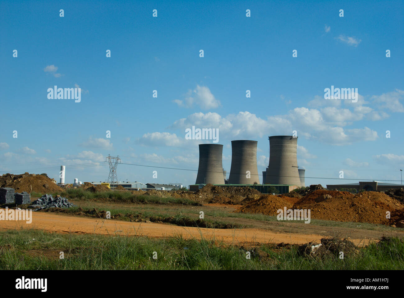 landscape with power station in Kempton Park, South Africa Stock Photo
