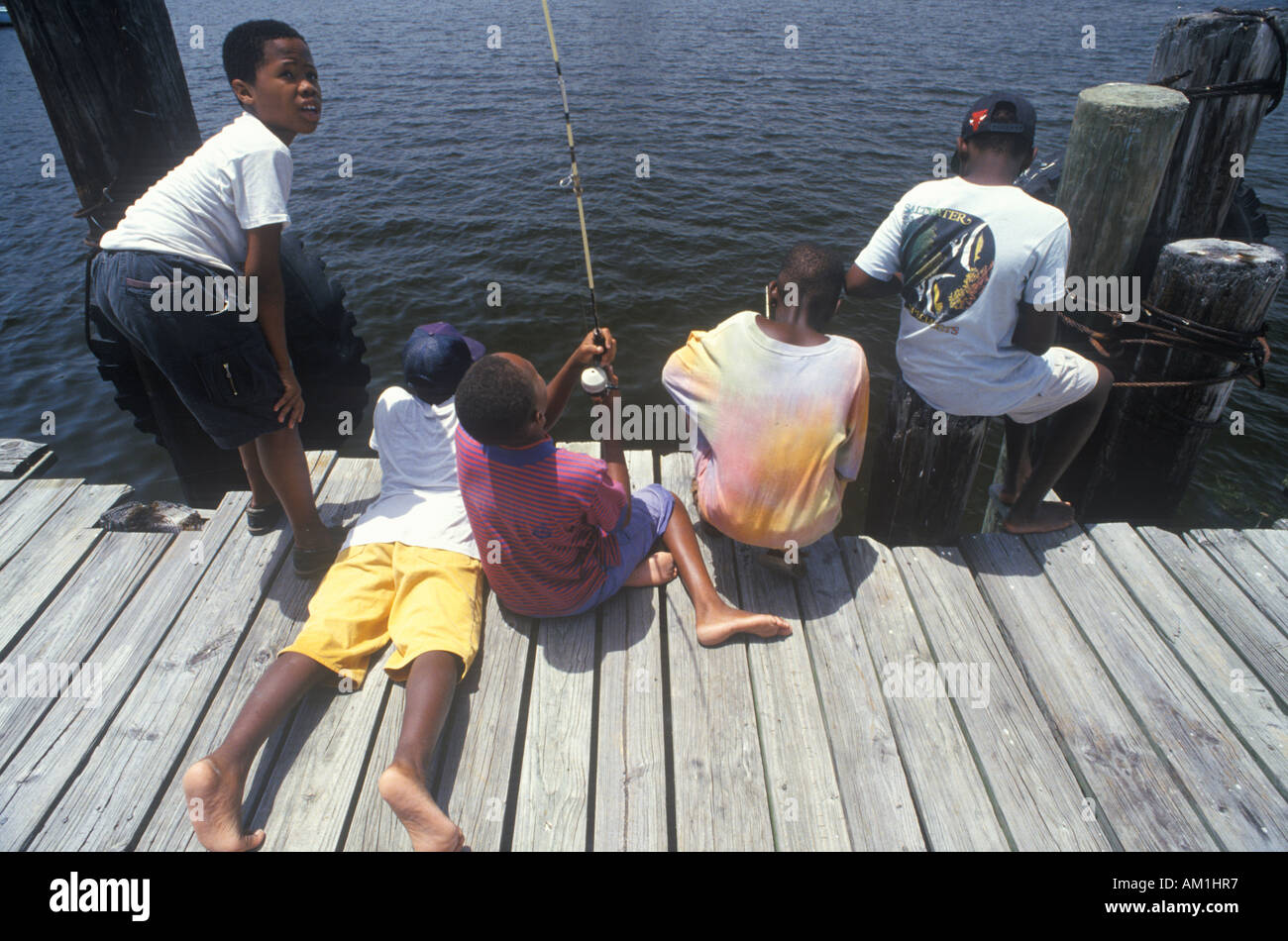 African american child fishing hi-res stock photography and images - Alamy