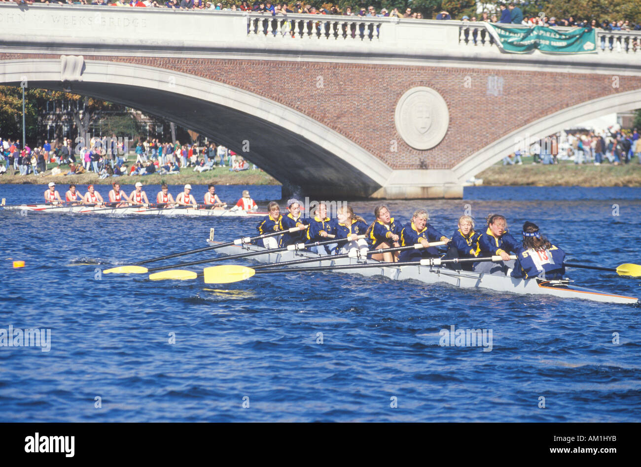 Rowing under Cambridge bridge Charles Regatta Cambridge Massachusetts ...
