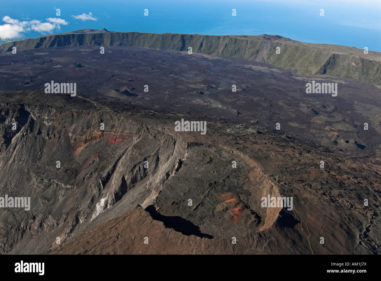 Aerial view of Piton de la Fournaise volcano, La Reunion Island, France, Africa Stock Photo Alamy