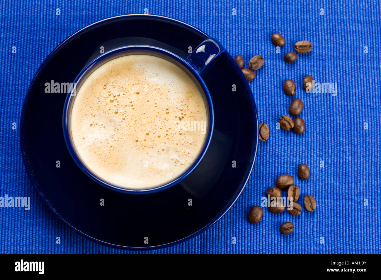 Cup of coffee in blue Stock Photo