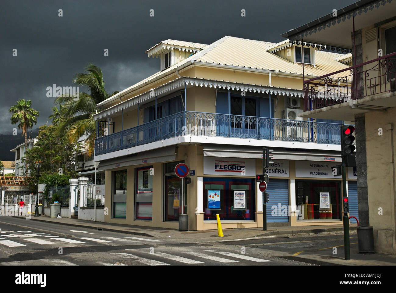 Colonial architecture in the capital St. Denis, La Reunion Island ...