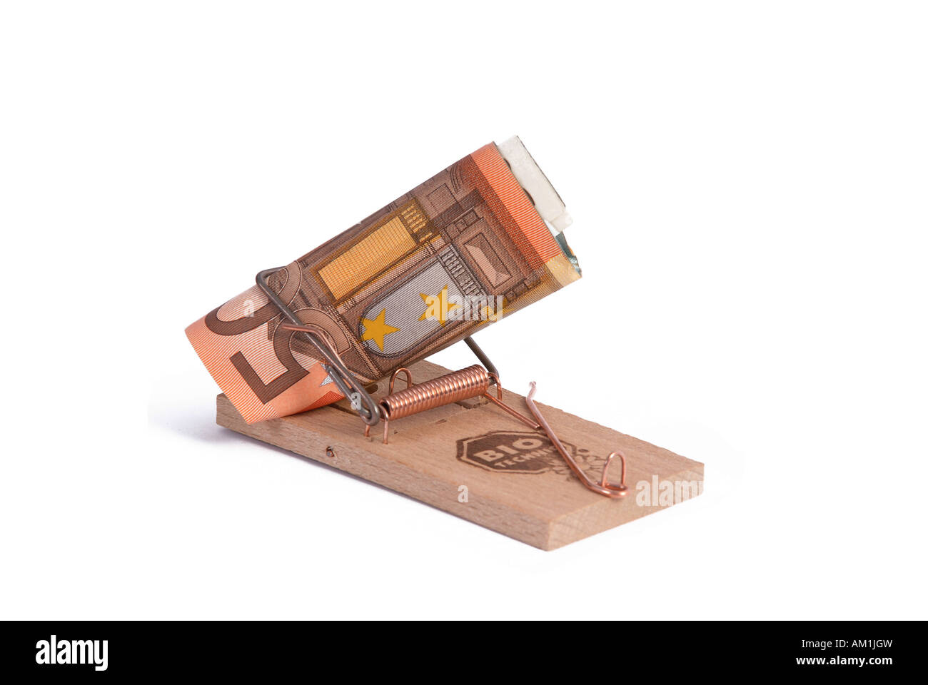 Mousetrap with money Stock Photo