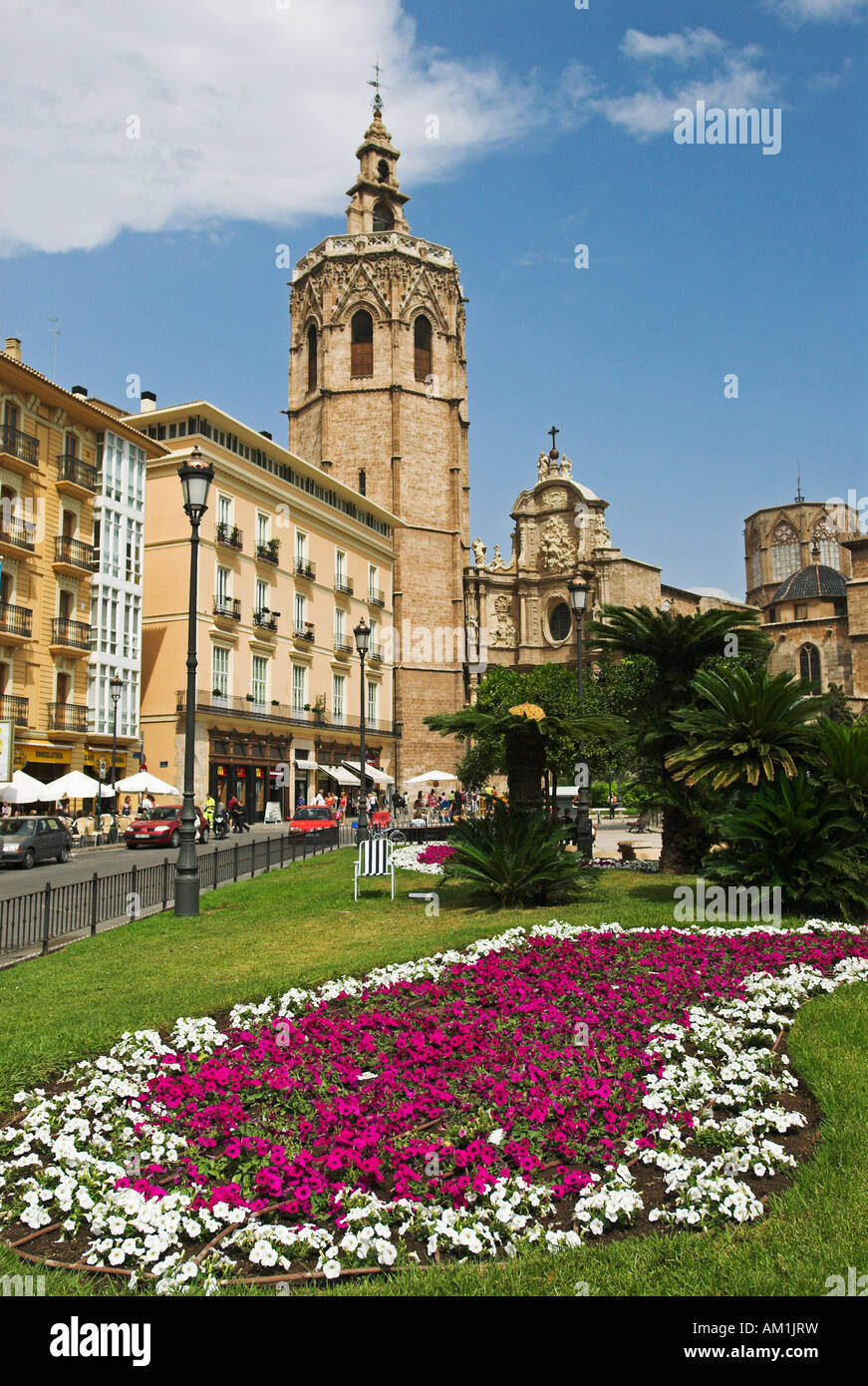 Plaza de la reina and cathedral tower, City of Valencia, Spain, Europe