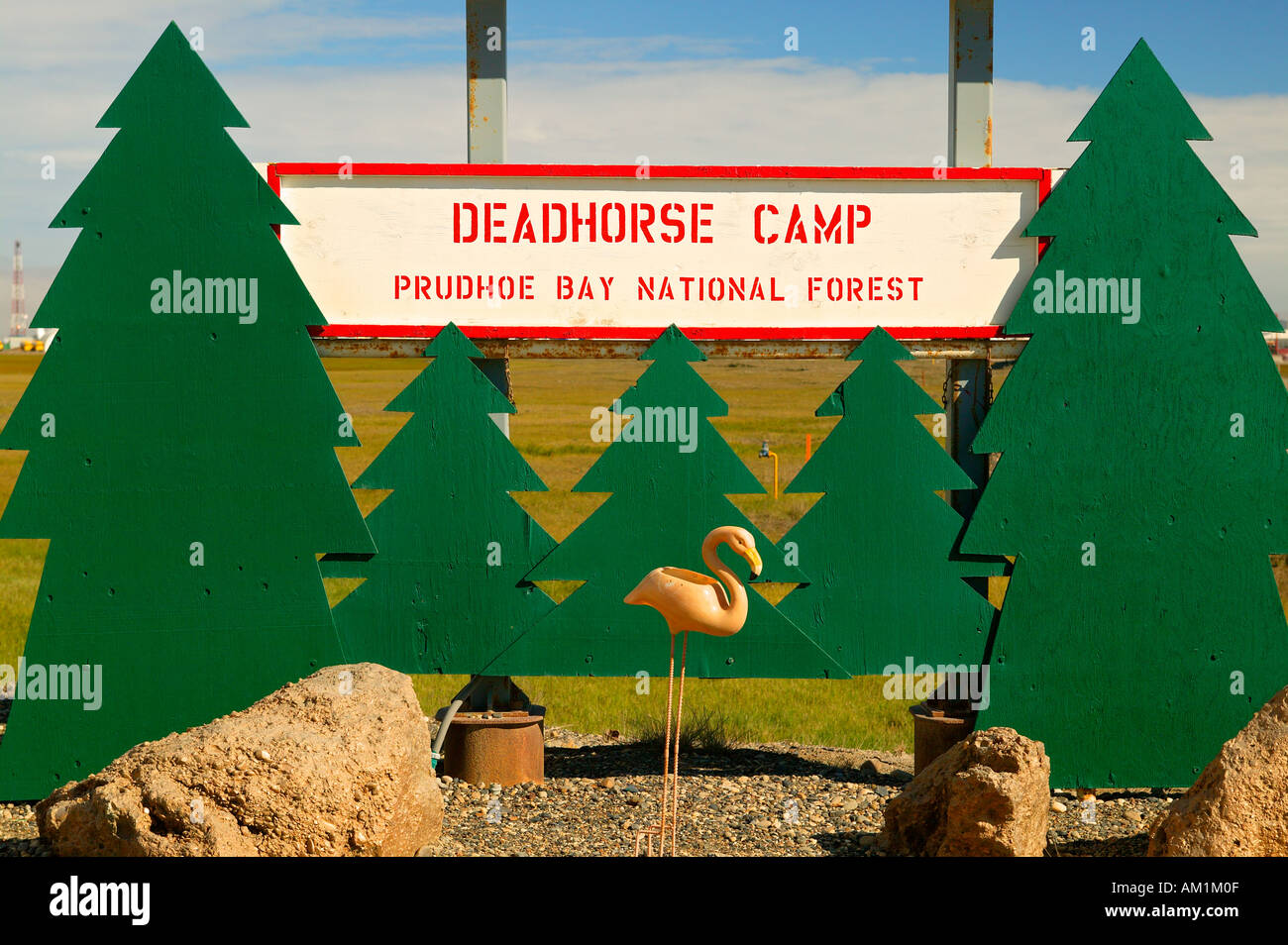 The Prudhoe Bay National Forest in front of Halliburton at the end of