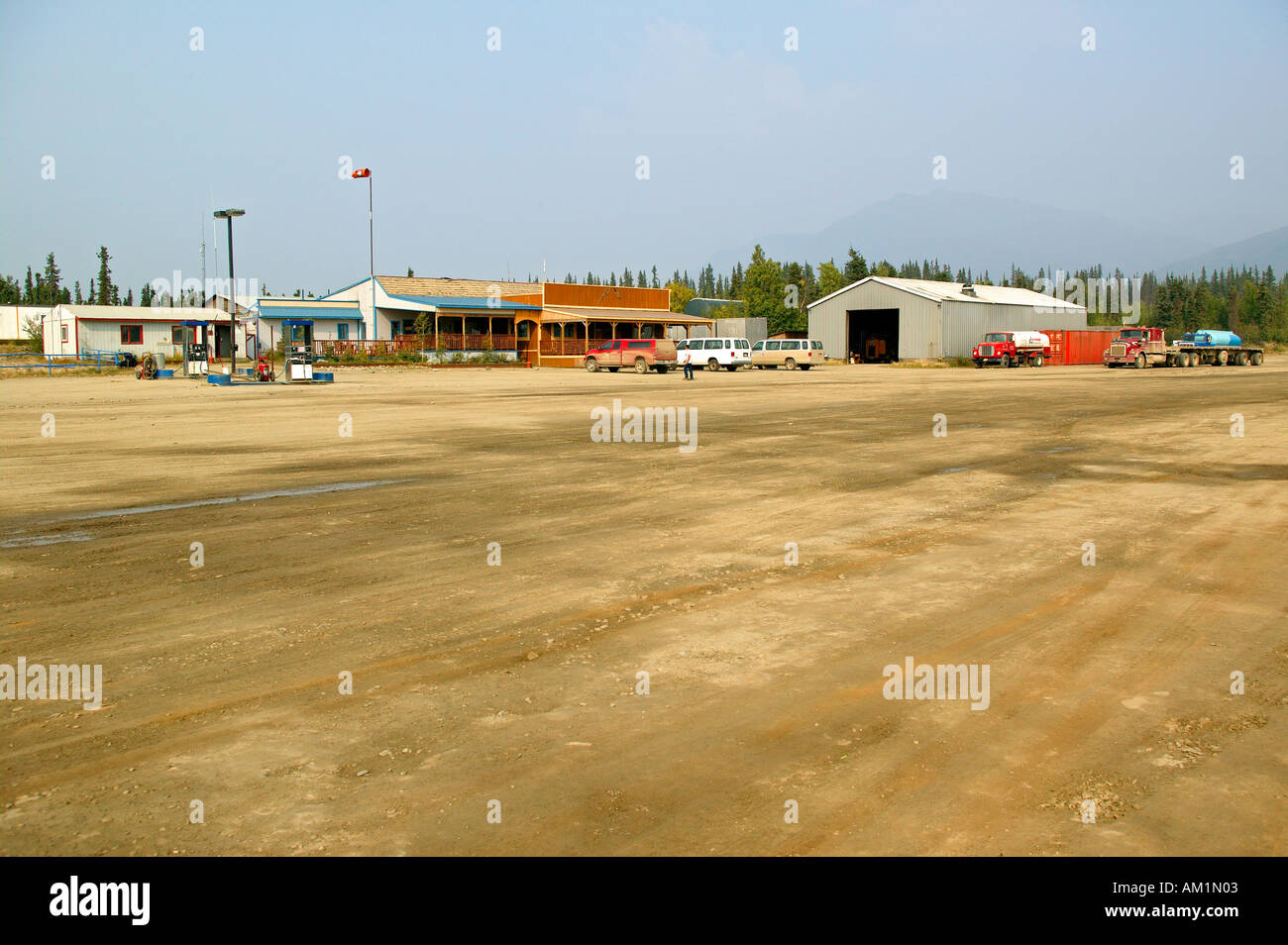 Cafe and gas station on the Dalton Highway Coldfoot Alaska Stock Photo