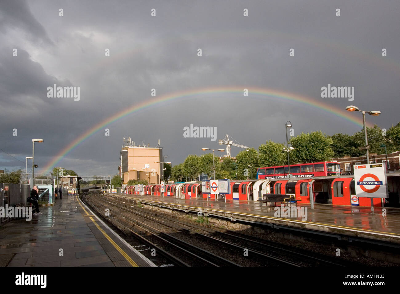 Rainbow over Leytonstone Station in East London GB UK Stock Photo Alamy