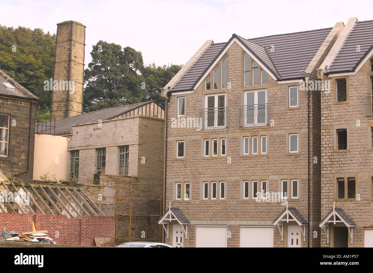 Old mill buildings converted into flats and housing in Brierfield Lancashire Stock Photo