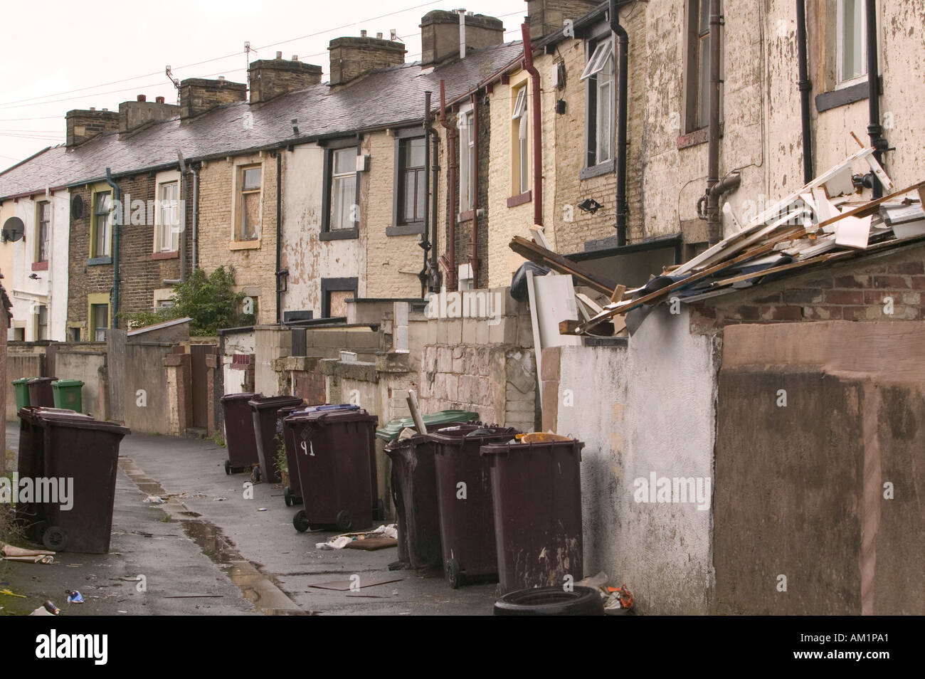 a rundown area of housing in Burnley Lancashire Stock Photo Alamy