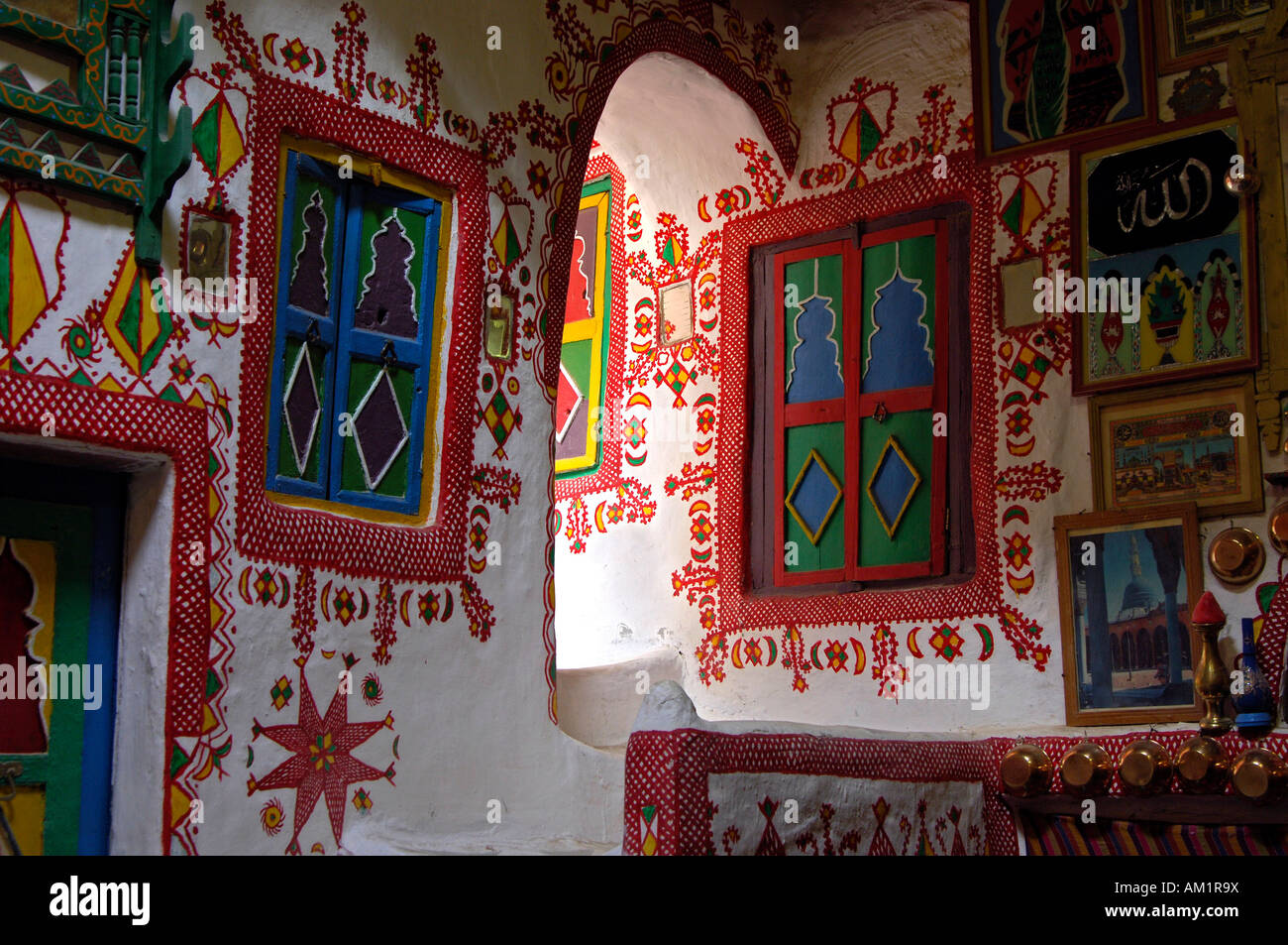 Living room in a traditional Libyen house, Ghadames, Libya Stock Photo