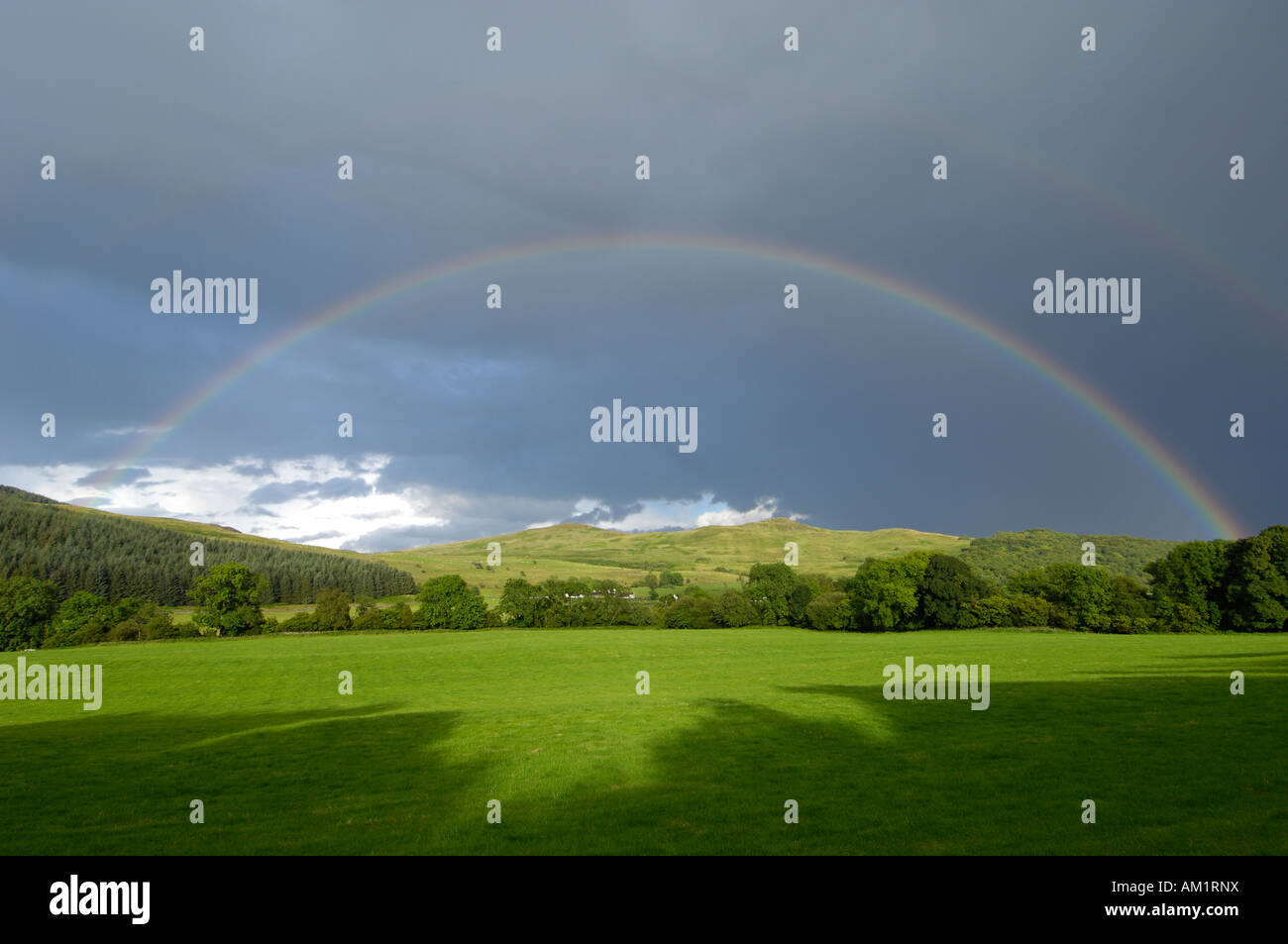 Rainbow over Culreoch, Fleet Valley, Dumfries and Galloway, Scotland Stock Photo