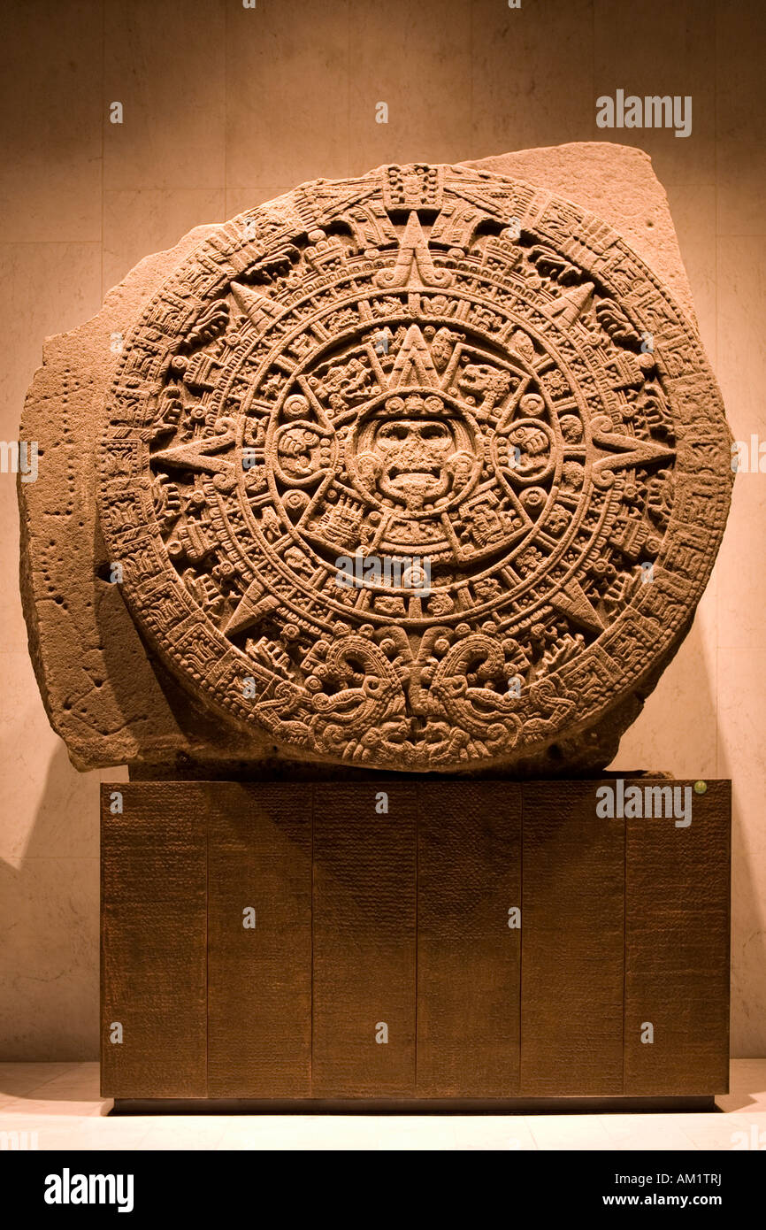 Piedra del Sol the Atzech calendar Museum of Anthropology of Mexico City  Mexico Stock Photo - Alamy