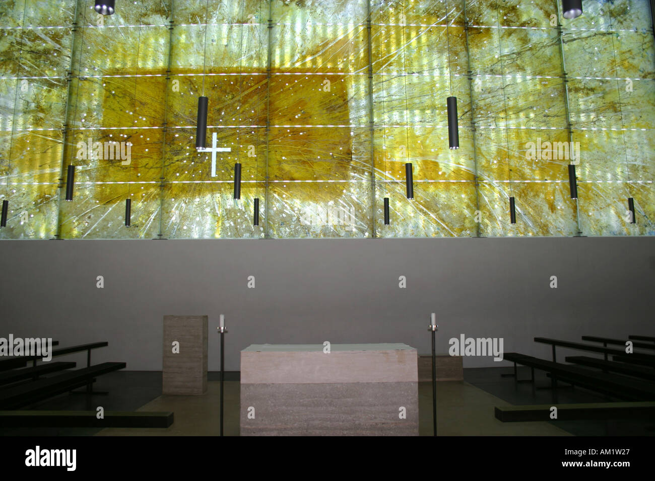 bright translucent yellow glass painting resurrection window Modern