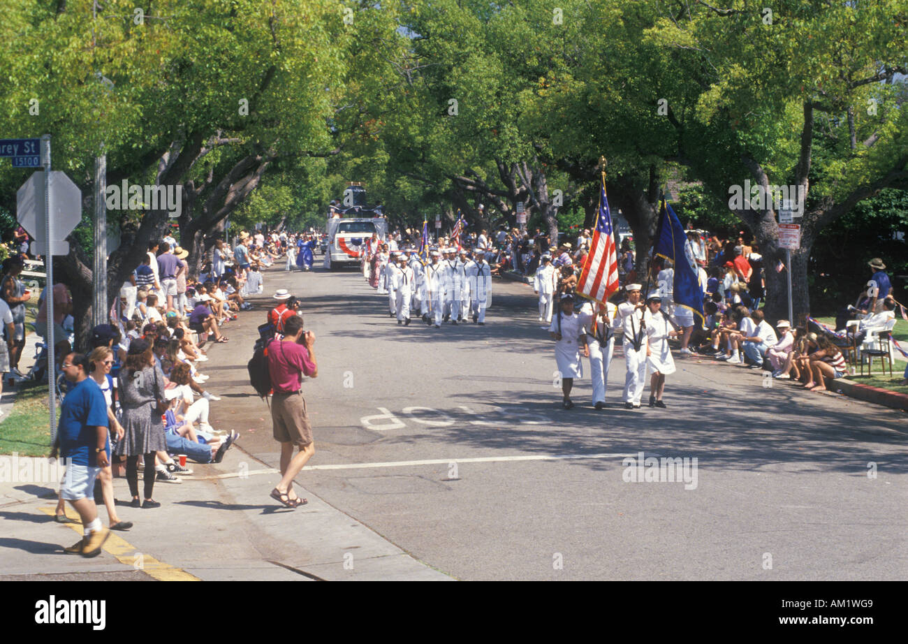 Marchers in July 4th Parade Pacific Palisades California Stock Photo