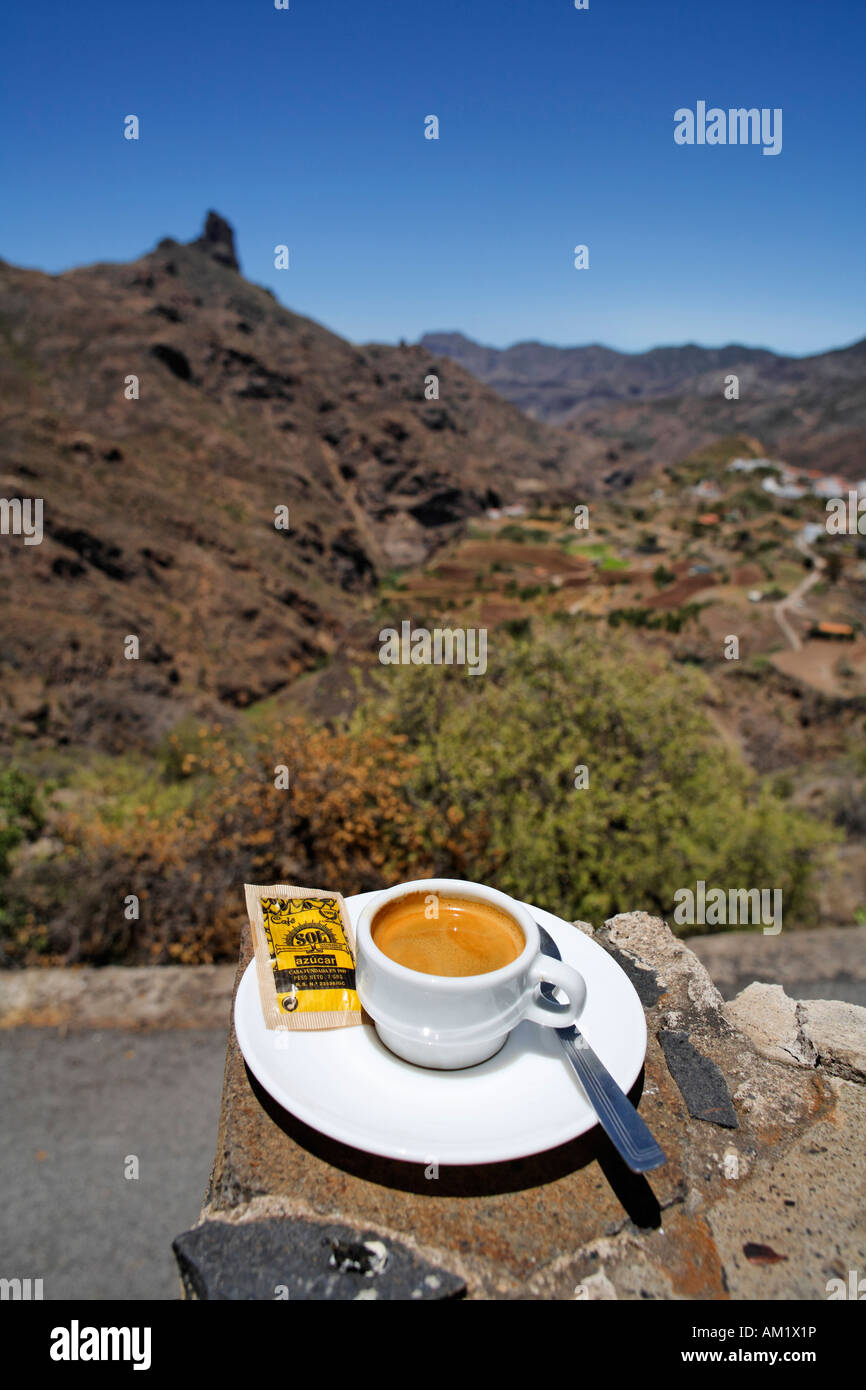 Cafe solo, Tejeda, Gran Canaria, Spain Stock Photo