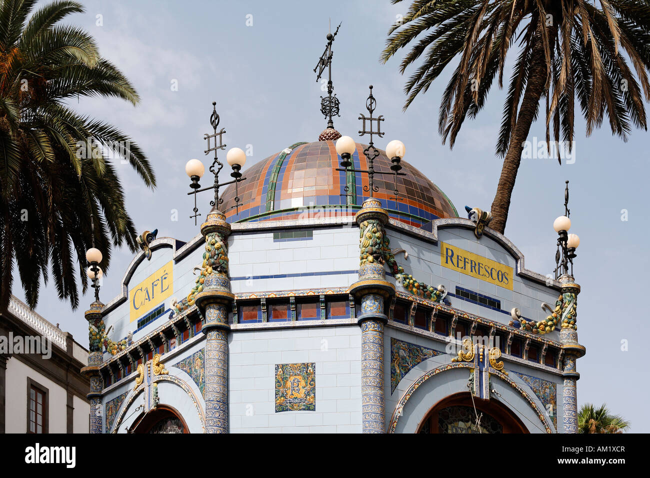 Art nouveau kiosk, Cafe Kiosko Modernista, Parque San Telmo, Las Palmas de Gran Canaria, Spain Stock Photo