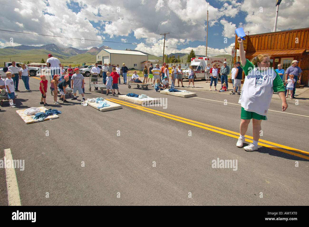 Gurney race in Lima Montana Stock Photo Alamy