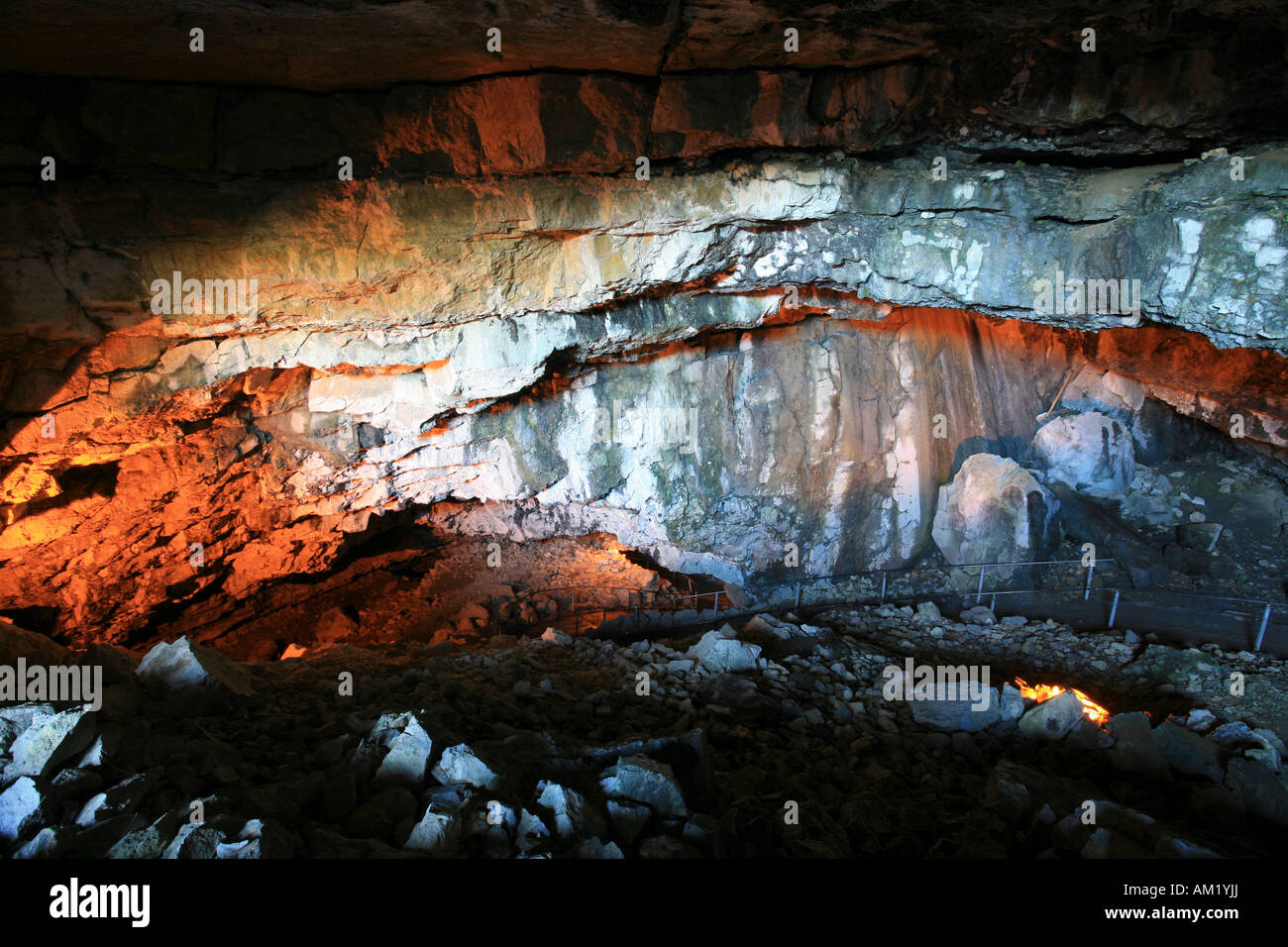 Prehistoric Cave of Wildkirchli with Neandertal findings on Ebenalp mountain, Alpstein mountain range, Appenzell, Switzerland Stock Photo