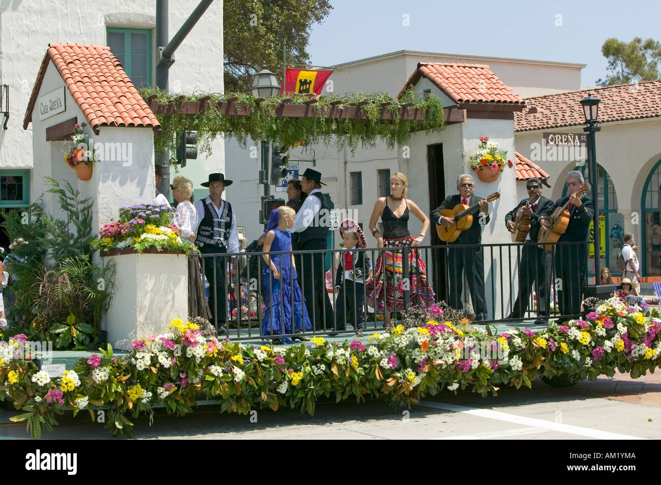 Mariachi Band playing on parade float during opening day parade down