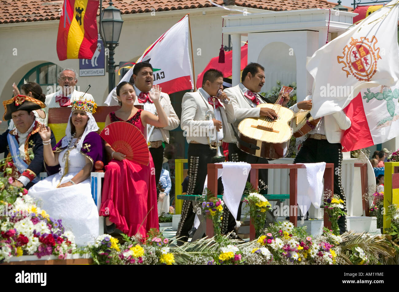 Mariachi Band playing on parade float during opening day parade down