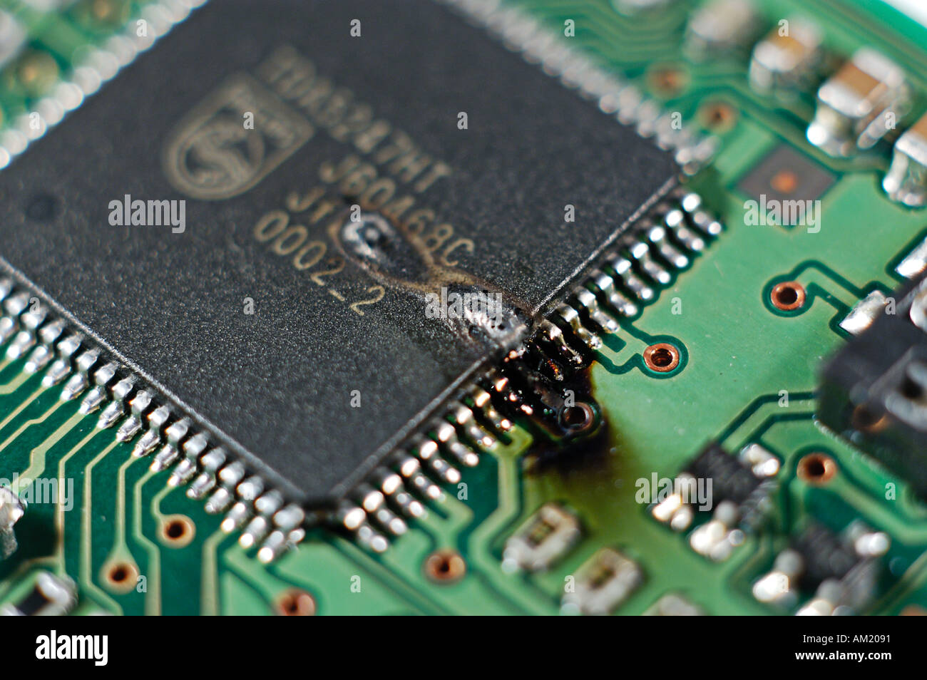 Damages Chip trough short circuit Stock Photo Alamy