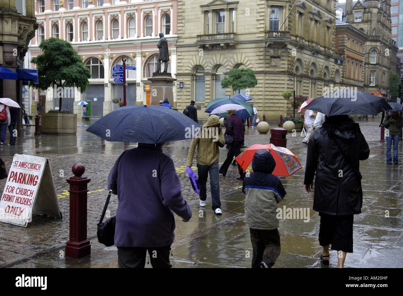 saint annes square rain rainy wet weather manchester israel editorial ...