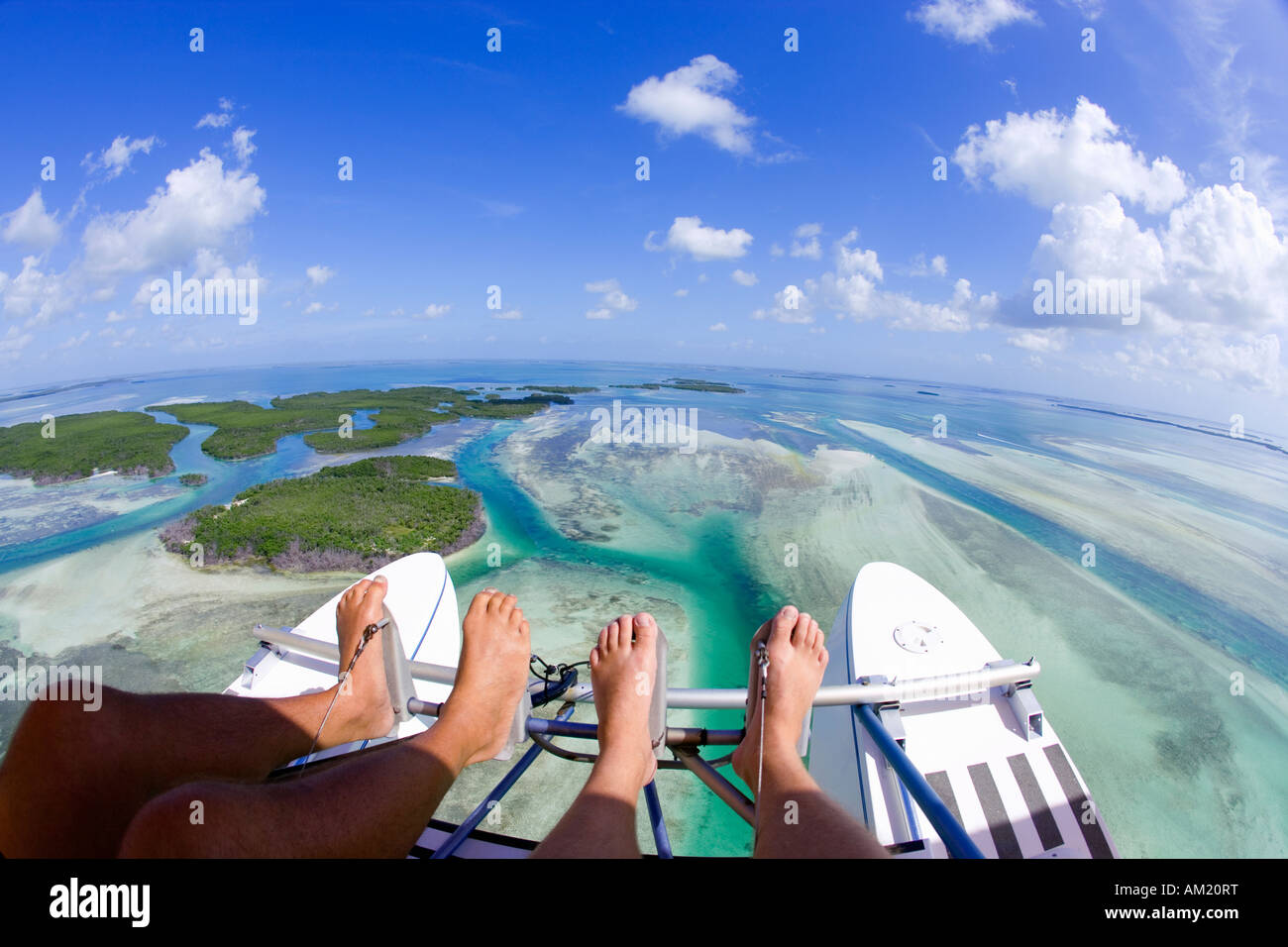 Aerial view from ultralight plane flying over the Florida Keys, USA
