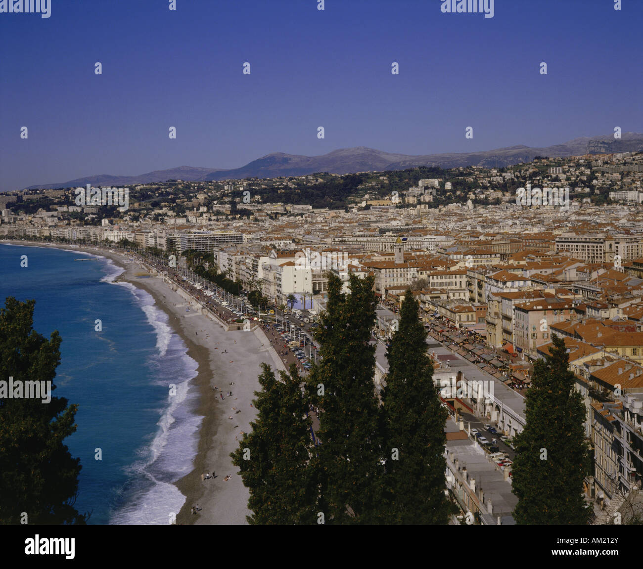 geography / travel, France, Nice, overviews, beach, holiday, holidays, vacation, city, sea, bay, view, overview, Stock Photo