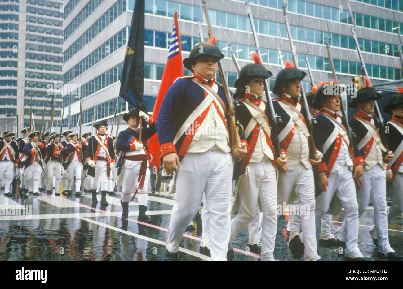 Marchers in Bicentennial Parade Philadelphia Pennsylvania Stock Photo