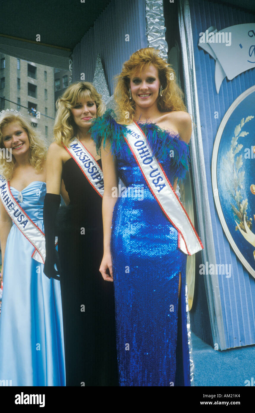 Beauty Queens on Float in American Bicentennial Parade Philadelphia Pennsylvania Stock Photo