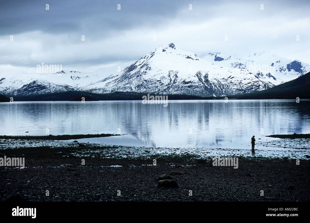 Moody sky, Skidmore Bay, Glacier Bay National Park, Alaska Stock Photo