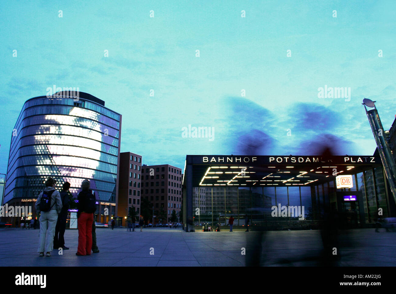 Potsdamer Platz, building with light installation, Berlin, Germany Stock Photo