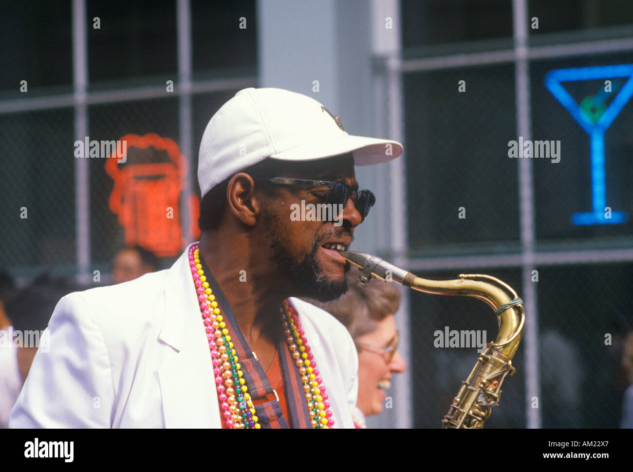African American Man Playing Saxophone New Orleans Louisiana Stock Photo