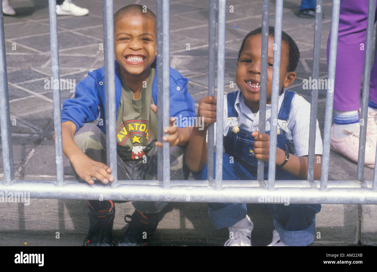Two Little African American Boys Smiling New Orleans Louisiana Stock Photo