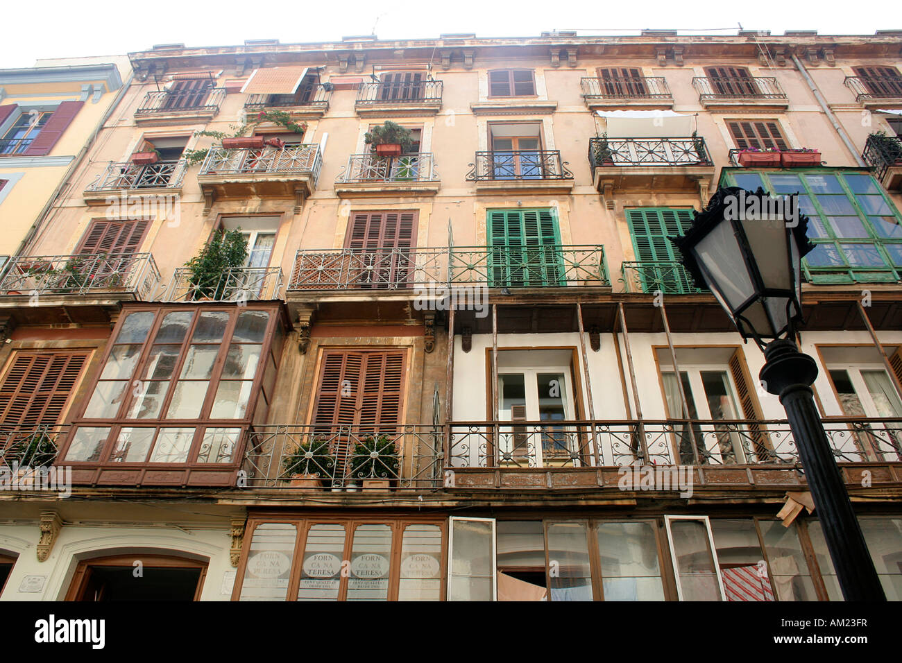Buildings in the historical old town, Palma, Mallorca, Spain Stock Photo