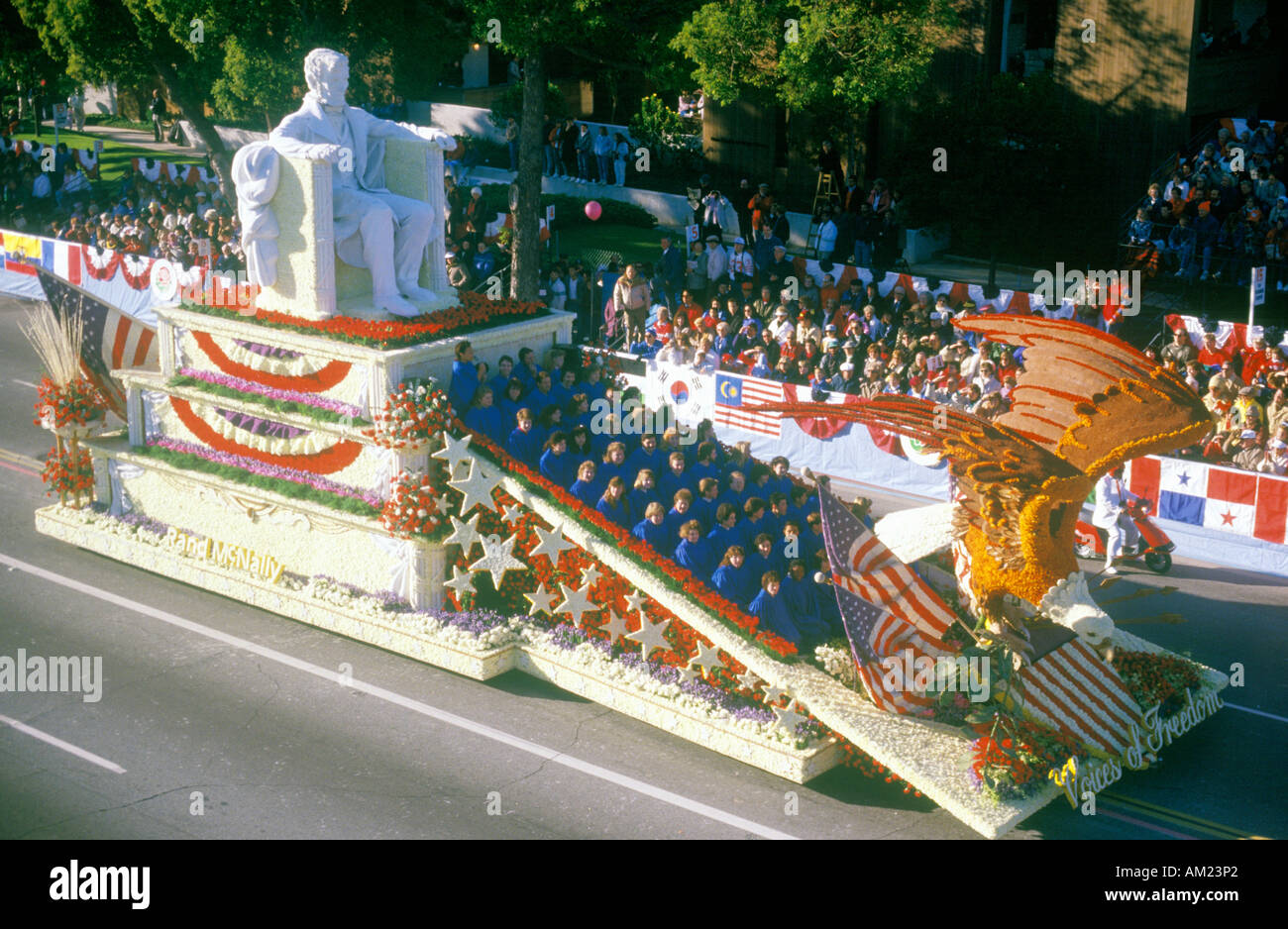 Abraham Lincoln Float in Rose Bowl Parade Pasadena California Stock