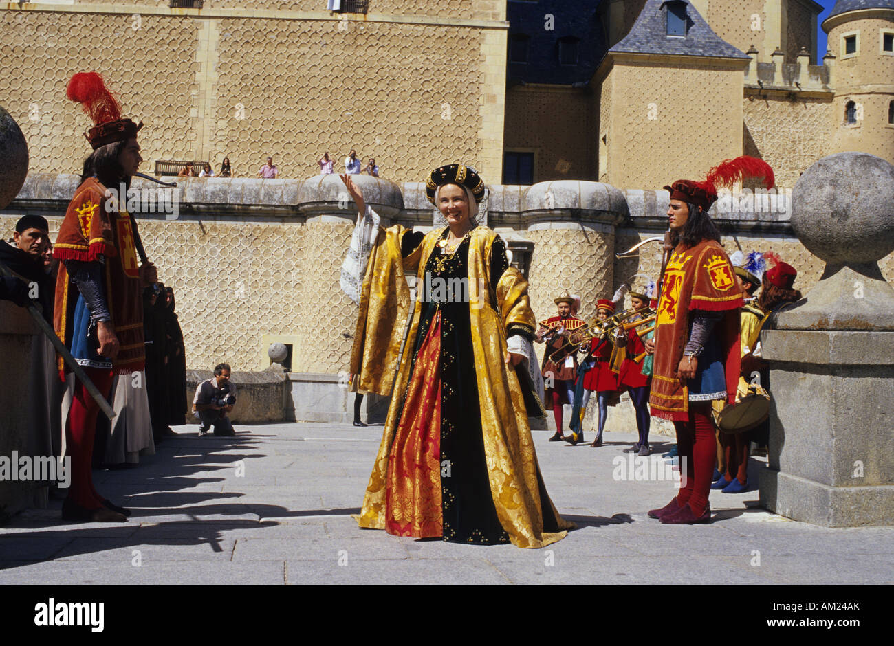 Coronation of Isabella I of Castile in the Alcazar castle MIDDLE AGES FESTIVAL in SEGOVIA Spain Stock Photo
