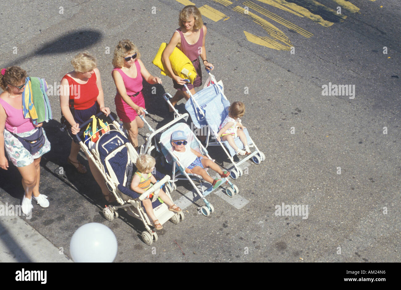 Women Pushing Strollers Ojai California Stock Photo