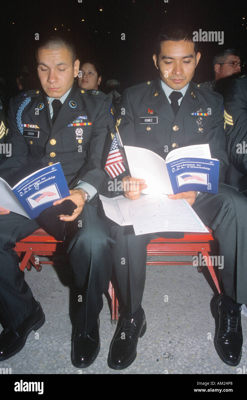 Two Soldiers at Citizenship Ceremony Los Angeles California Stock Photo