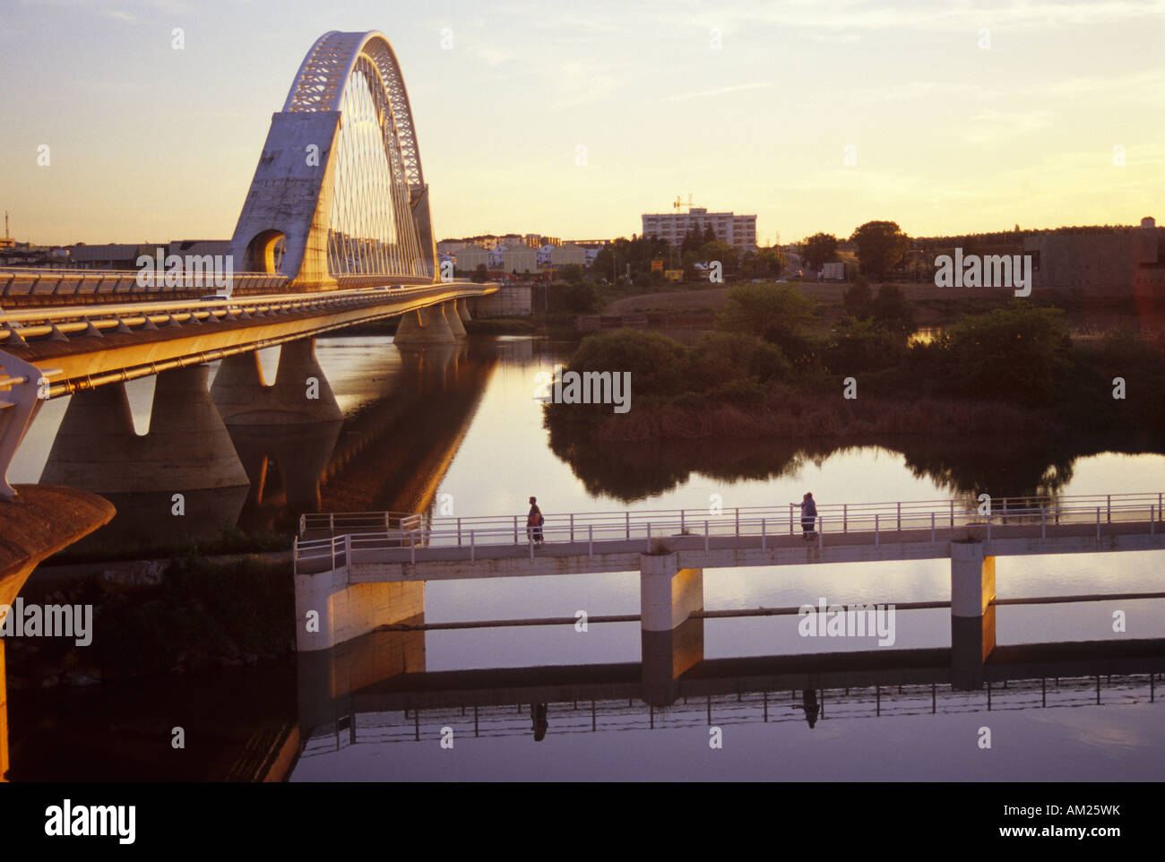Lusitania bridge by architect Santiago Calatrava over Guadiana River MERIDA Badajoz Extremadura Spain Stock Photo