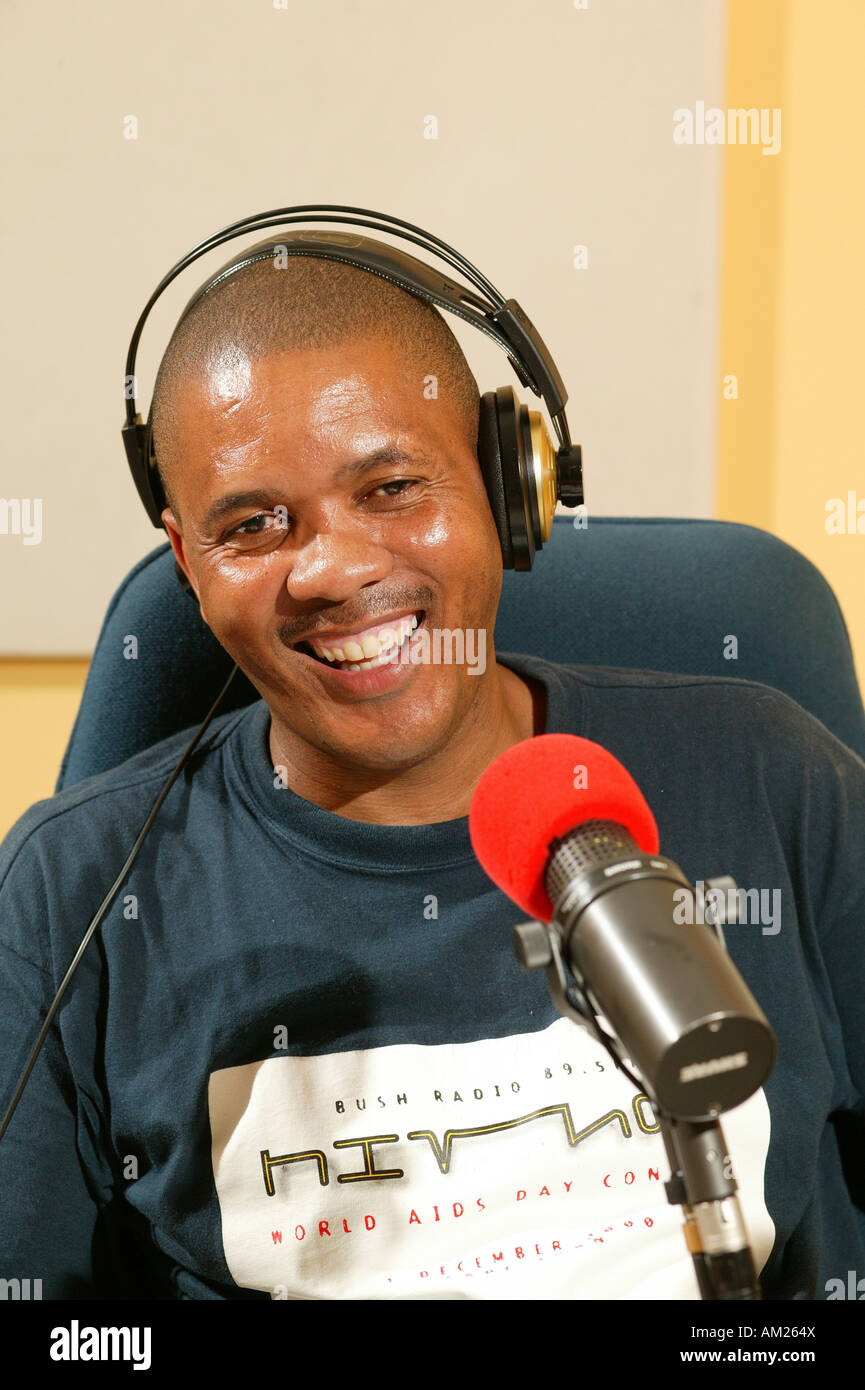 Radio presenter of the Bush Radio, Cape Town, South Africa Stock Photo -  Alamy