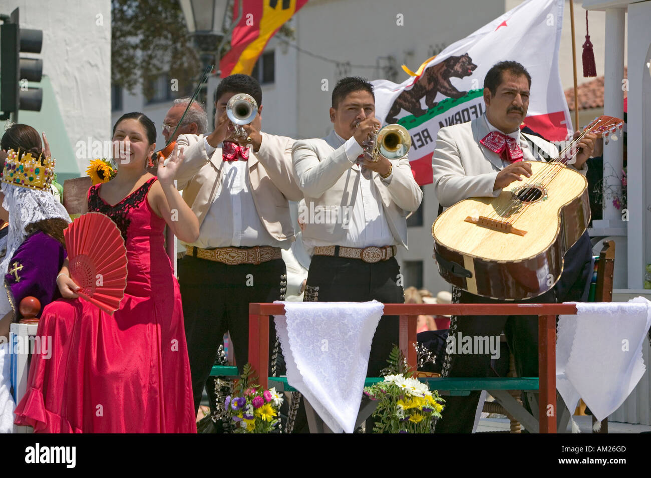 Mariachi Band playing on parade float during opening day parade down