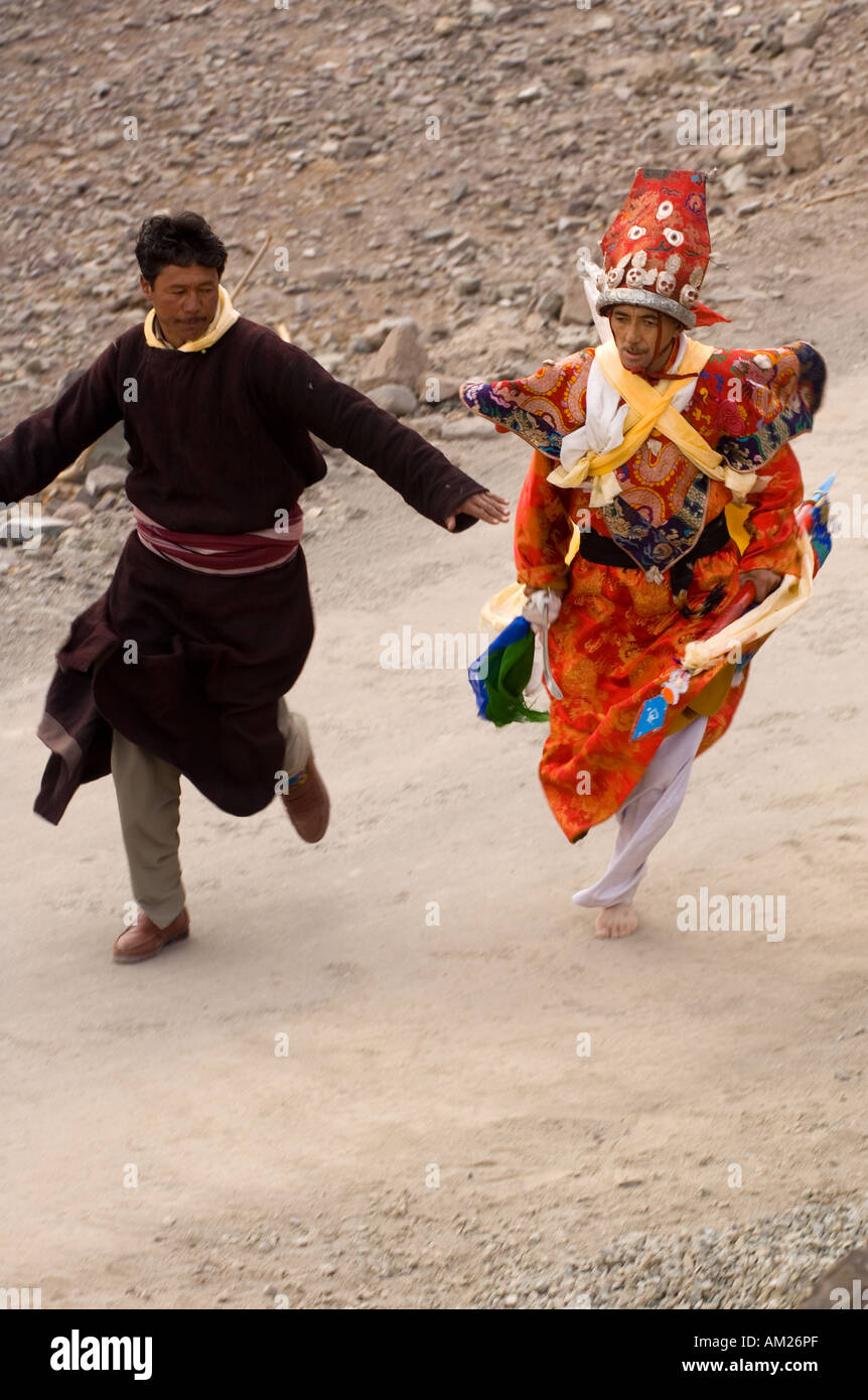 ladakh oracle running to festival Stock Photo