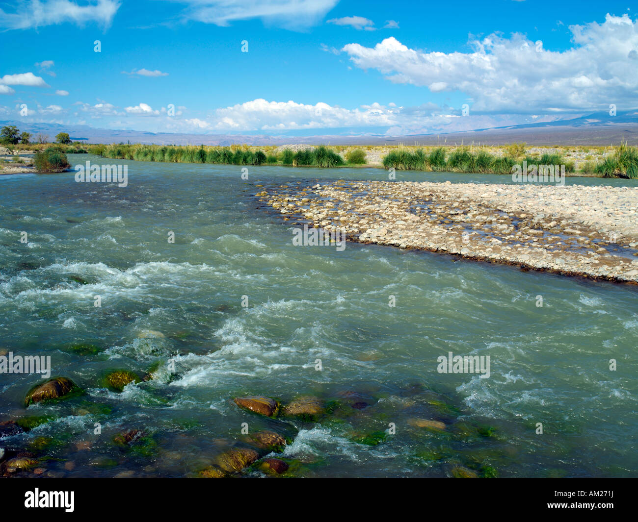 The Rio Los Patos in the Calingasta Valley near Barreal, San Juan, Argentina Stock Photo
